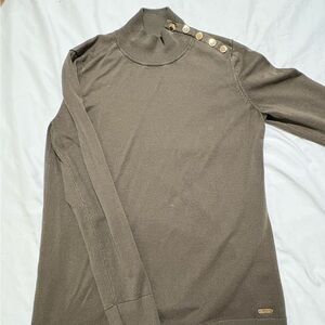Calvin Klein Olive Green Sweater with Gold Buttons